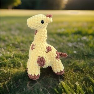 Handmade Crochet Plush Giraffe Toy - Yellow and Brown